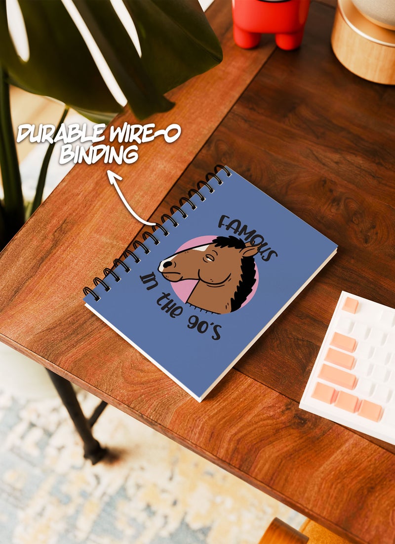 LOUD UNIVERSE Wirebound Spiral Notebook Famous In The 90s Quote Horse Mask Lined Writing Journal - Image 3