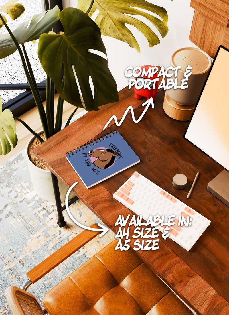 LOUD UNIVERSE Wirebound Spiral Notebook Famous In The 90s Quote Horse Mask Lined Writing Journal - Image 5