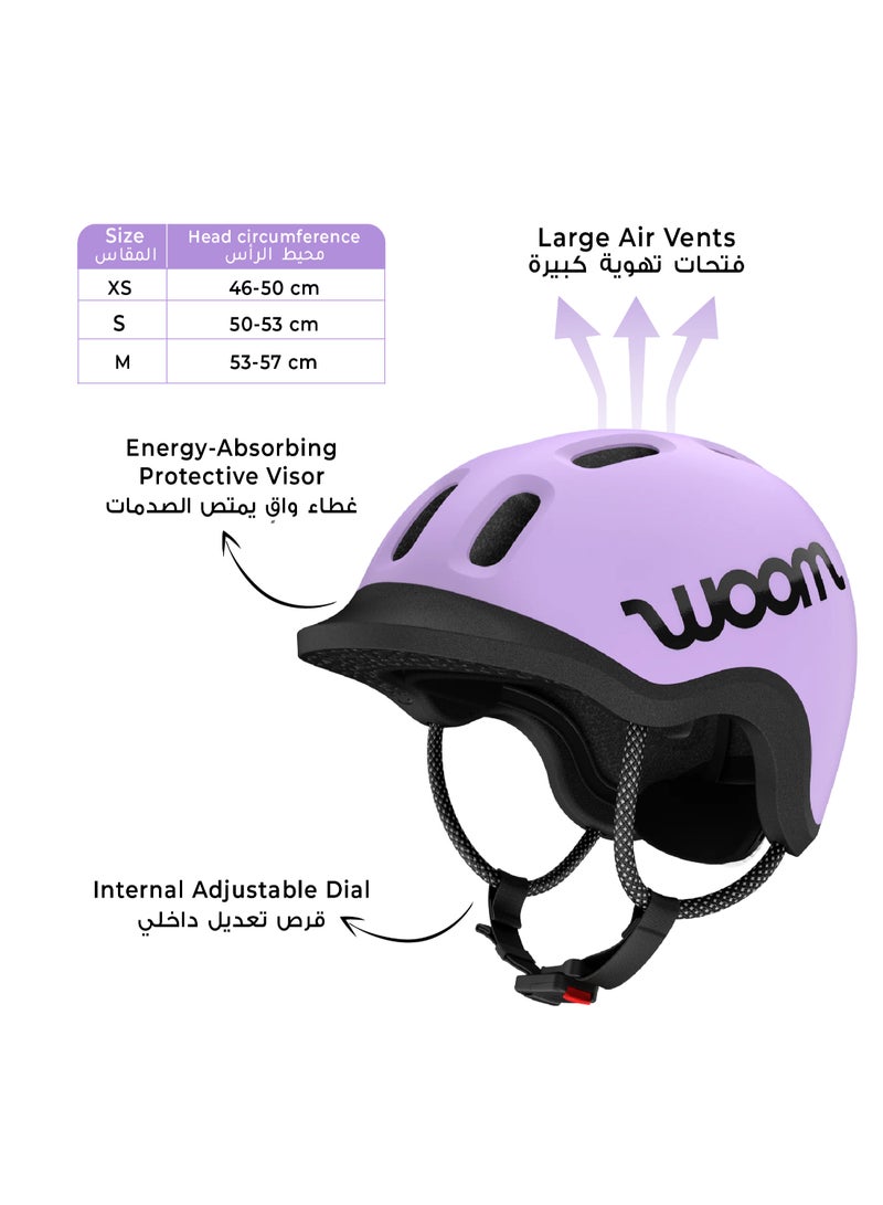 Woom READY Kids Bike Helmet | Size S 50-54 cm | Lightweight Ventilated In-Mold Shell | Multi-Sport Head Protection | Adjustable Dial Fit | Lilac - Image 3
