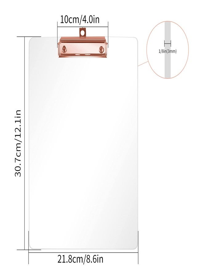 Moocci Thick Acrylic Clear Clipboards Cute Transparent Letter Size Clipboard with Rose Gold Strong Clip Hidden Hanging Hole for A4 Paper, Art Student, Drawing, Office, School, Warehouse, Event, 6PC - Image 2