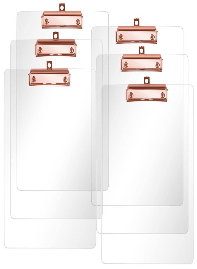 Moocci Thick Acrylic Clear Clipboards Cute Transparent Letter Size Clipboard with Rose Gold Strong Clip Hidden Hanging Hole for A4 Paper, Art Student, Drawing, Office, School, Warehouse, Event, 6PC - Image 1