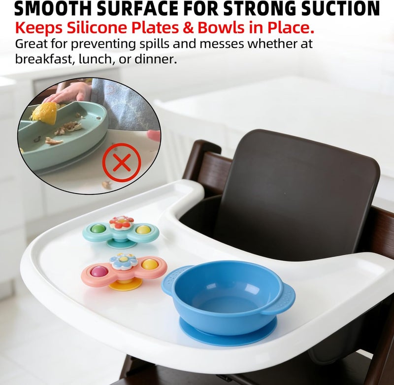 LuQiBabe Baby High Chair Tray Compatible with Stokke Tripp Trapp Chair (V2 and Beyond) with Smooth Surface and Strong Suction Power Made of Food-Safe Plastic (BPA BPS BPF Lead Phthalate Free) - White - Image 3