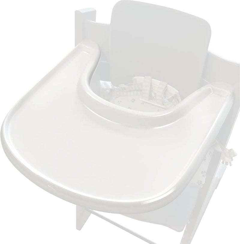 LuQiBabe Baby High Chair Tray Compatible with Stokke Tripp Trapp Chair (V2 and Beyond) with Smooth Surface and Strong Suction Power Made of Food-Safe Plastic (BPA BPS BPF Lead Phthalate Free) - White - Image 1
