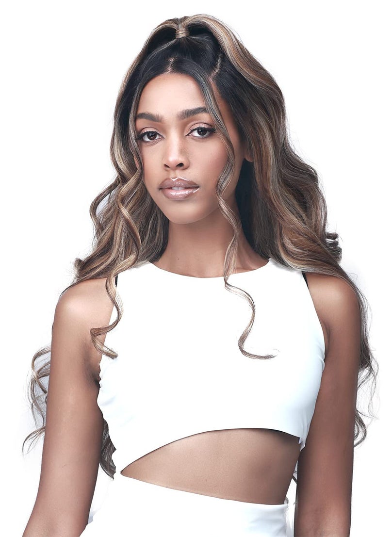 BOBBI BOSS Bobbi Boss 13X2 Deep Lace Synthetic Hair Wig - MLF415 JOSEPHINE, Updo Revolution Long Curly Style , High Heat Resistant Wigs (HLPURP/GRN) 