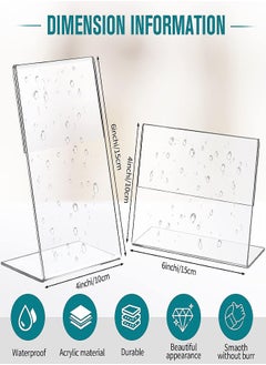 Generic Acrylic Photo Frames, 12Pcs Photo Acrylic Sign Holder, Clear Flyer Display Stand Slant Back Picture for Home Office Restaurant Desk Photo Display, 4x6"/6x4" Desktop Photo Picture Menu Document  - Image 2