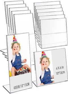 Generic Acrylic Photo Frames, 12Pcs Photo Acrylic Sign Holder, Clear Flyer Display Stand Slant Back Picture for Home Office Restaurant Desk Photo Display, 4x6"/6x4" Desktop Photo Picture Menu Document  - Image 1