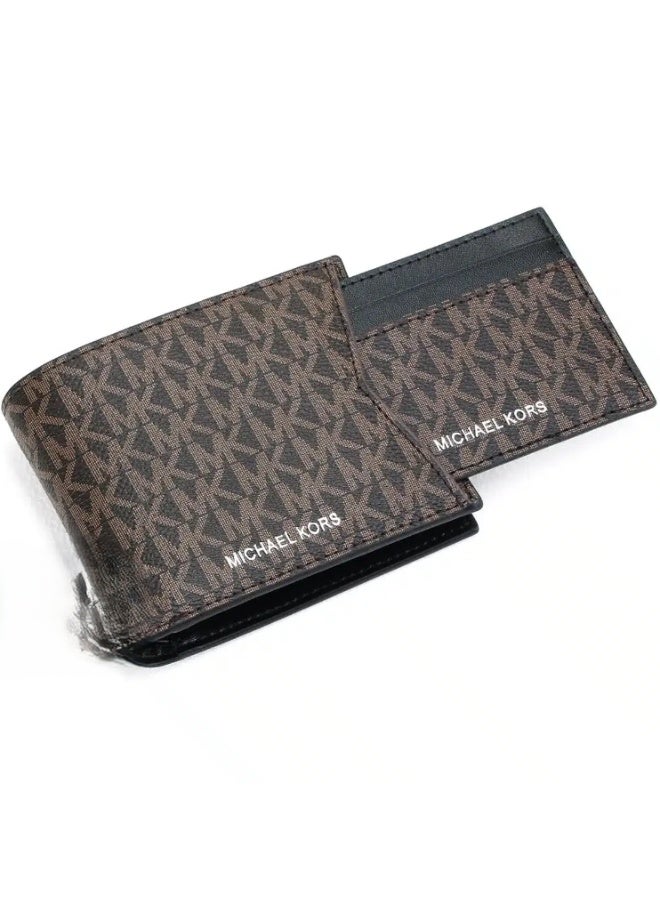 Michael Kors Men’s Gift Set – Brown Genuine Leather Wallet & Card Holder – Premium Stylish Bifold Accessories - Image 1