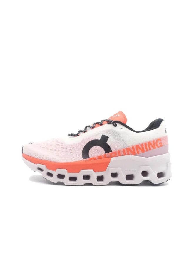 On Cloudmonster 2 Comfort Mesh Cushioning Anti-Slip Low-Top Running Shoes (White/Orange) - Image 1