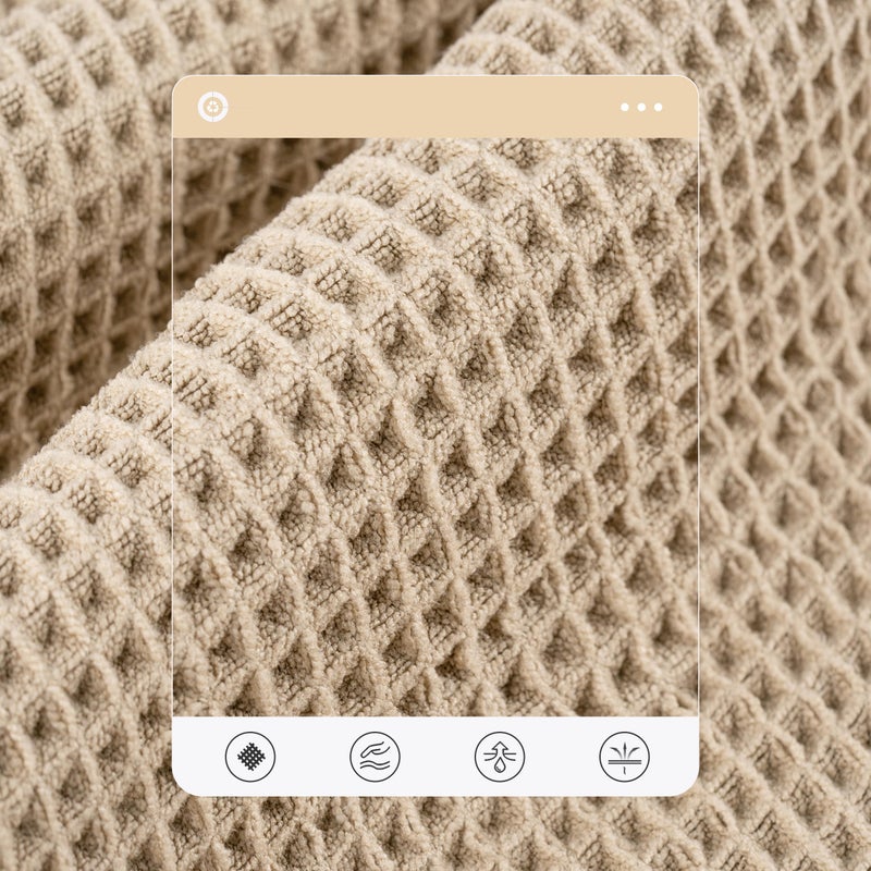 POLYTE 430 GSM Microfiber Quick Dry Lint Free Oversize Bath Towel Set, 6 Piece (Waffle Weave) - Image 4