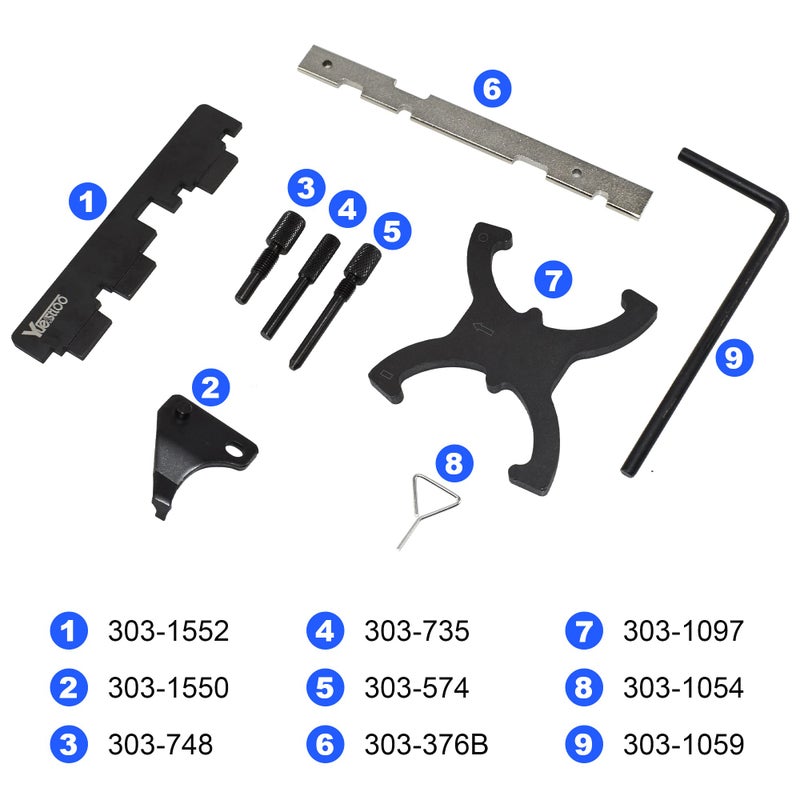 Yuesstloo 13Pcs Engine Camshaft Timing Locking Tool Kit & Flywheel Locking Tool 303-393  Compatible With Ford 1.5 1.6 Focus Fiesta Mazada Fusion Vct Ecoboost  With Carrying Case & Gloves - Image 2