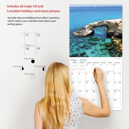 windrio 2026 Wall Calendar,Calendar 2026, July 2025 - December 2026, Wall Calendar Beaches, 12" x 24" Opened,Full Page Months Thick & Sturdy Paper for Calendar Organizing & Planning - Image 4