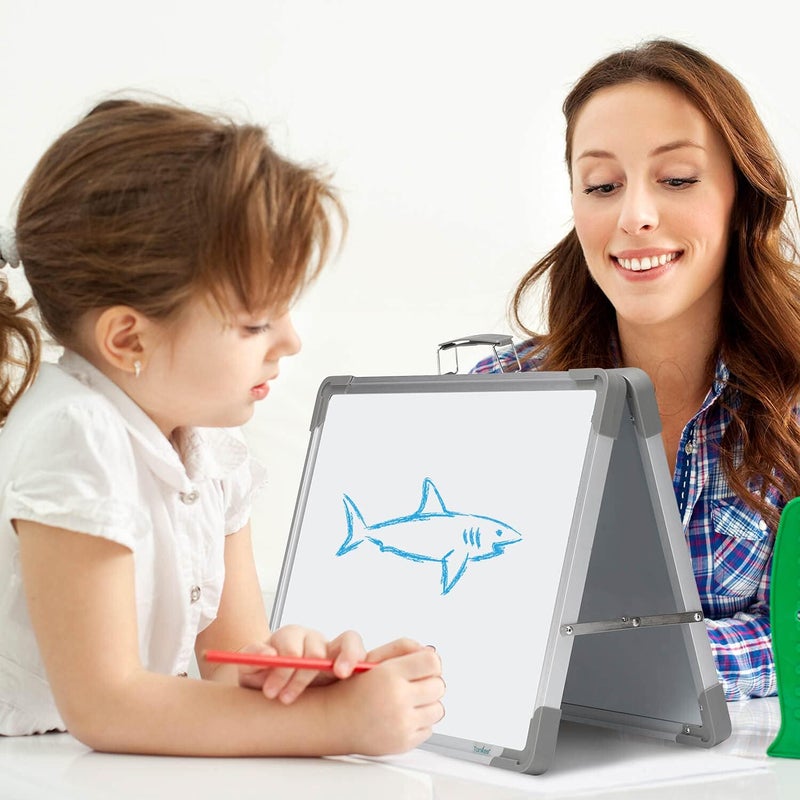 Tinkee Magnetic Dry Erase Board with Calendar - Small Double Sided Whiteboard on Desktop with Monthly Schedule Planner, Portable Folding White Board on Table Top for Drawing, Teacher Students Classroom - Image 2