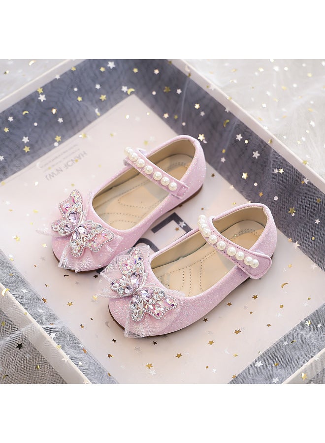 Girls' Shoes, Kidsren's Princess Leather Shoes,  Spring & Fall, Baby 3-6 Year Old Girls' Crystal Flats Fashion