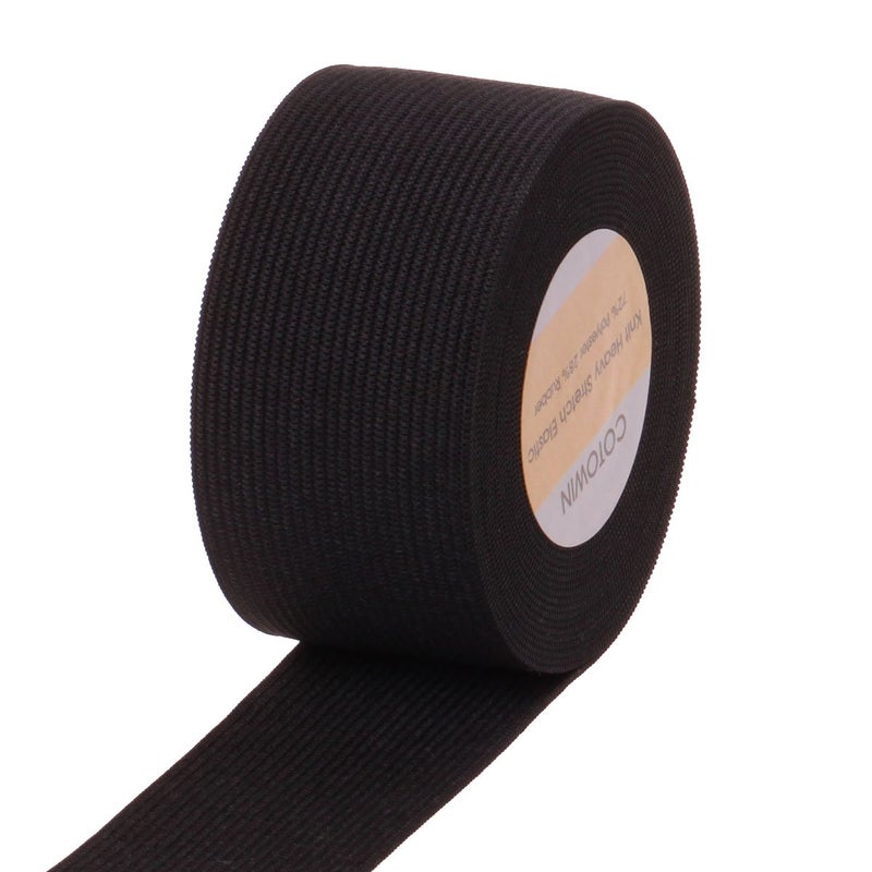 COTOWIN 1.5-inch Wide Black Knit Heavy Stretch High Elasticity Elastic Band, 5 Yards - Image 5