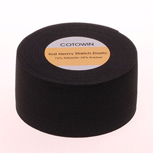 COTOWIN 1.5-inch Wide Black Knit Heavy Stretch High Elasticity Elastic Band, 5 Yards - Image 2