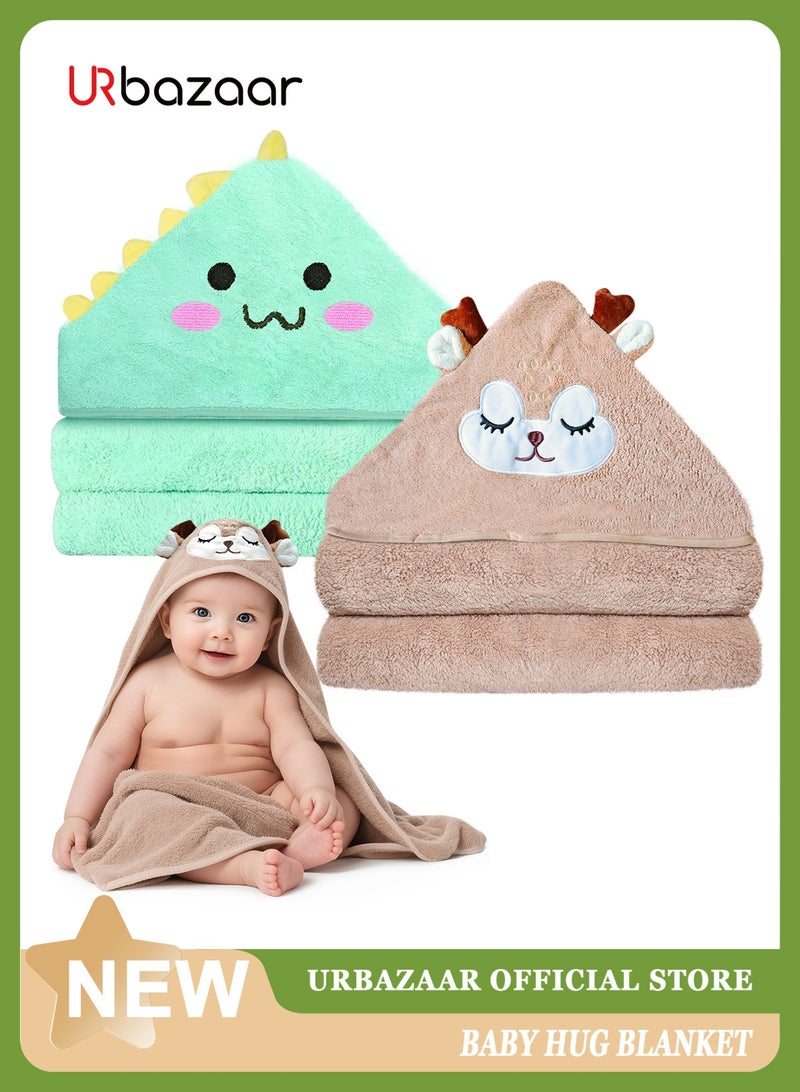 أوربازار مناشف أطفال بغطاء للرأس، عبوتان من مناشف حمام ناعمة فاخرة للأطفال الرضع والأطفال الصغار والرضع - فائقة الامتصاص، هدايا استحمام للأطفال كأفضل هدايا للأولاد والبنات (عبوة من عبوتين) - Image 1