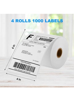 MaxGear 4" X 6" Direct Thermal Labels, 1000 Labels/4 Rolls, Shipping Package Labels, Perforated White Mailing Labels, Commercial Grade, Permanent Adhesive, Compatible With Most Thermal Printers  - Image 2