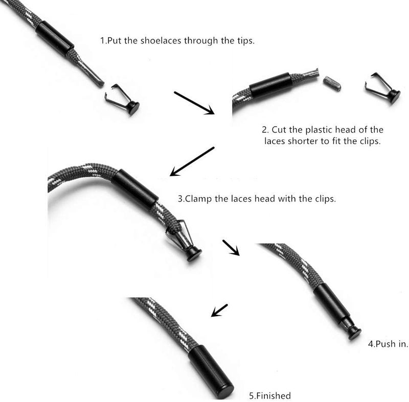 Decker DIY Metal Aglets Shoelace Cylindrical Tips Head Protector - Set of Four Easy to Install - Image 4