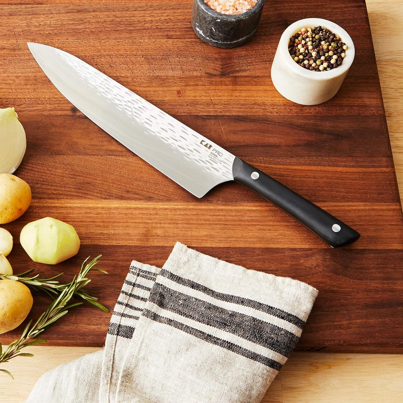 KAI PRO 10" Chef’s Knife, Hand Sharpened Kitchen Knife for Professional and Home Chefs, Japanese AUS6M Stainless Steel Blade, Full-Tang POM Handle, NSF Certified - Image 4