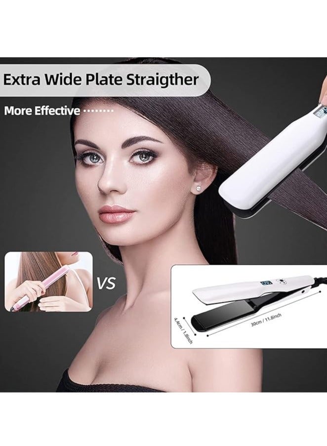 Women's Hair Straightener Wide Board, Ceramic Hairstylist, 12 Speed Adjustable Flat Iron LED Display Dual Voltage Hair Styler, Quick Heating Hair Styling Tool - Image 4