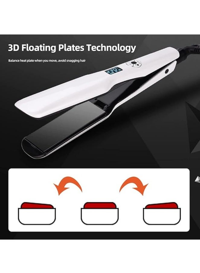 Women's Hair Straightener Wide Board, Ceramic Hairstylist, 12 Speed Adjustable Flat Iron LED Display Dual Voltage Hair Styler, Quick Heating Hair Styling Tool - Image 5