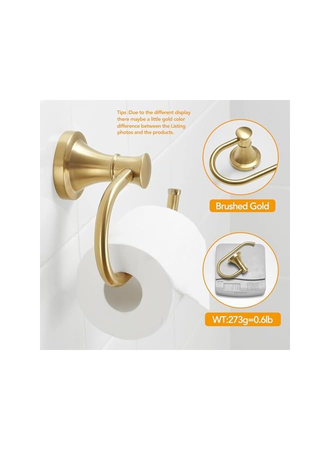 S-TOP Brushed Gold Toilet Tissue Paper Holder Brushed Gold Bathroom Accessories Toilet roll Paper Hanger, Wall Mounted, Rustproof - Image 2