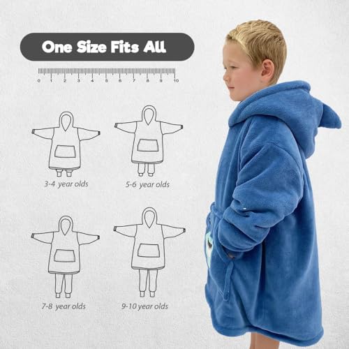 The Big Softy Wearable Blanket Kids 3-10yr, Fun Animal Kids Blanket Hoodie, Hooded Sherpa Fleece Sweatshirt, Oversized Comfy Hoodie for Boys, Girls, Toddlers (Pink Bunny) - Image 3