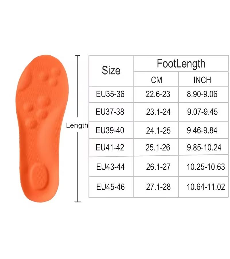 Orange Memory Foam Cloud Like Insoles 1 Pair Unisex Size 43 44 Automatically Adapt to Your Feet and Shoe Shape Contour to Your Arch - Image 4