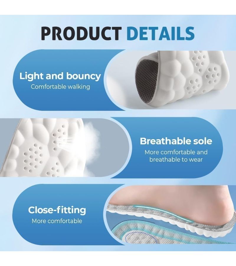 Orange Memory Foam Cloud Like Insoles 1 Pair Unisex Size 43 44 Automatically Adapt to Your Feet and Shoe Shape Contour to Your Arch - Image 5