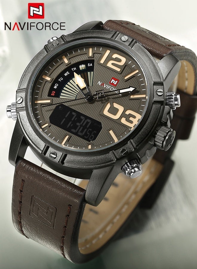 NAVIFORCE Top Brand Luxury Men Watch Quartz Digital LED Male Clock Sport Leather Business Wristwatch Gift - Image 1