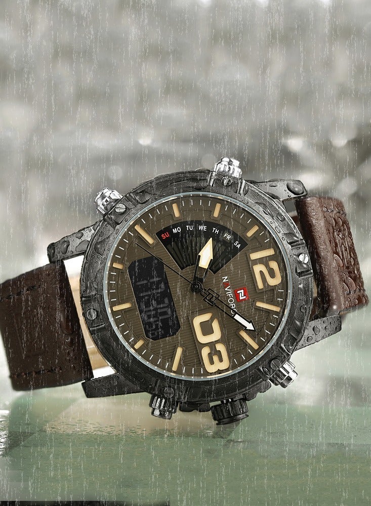 NAVIFORCE Top Brand Luxury Men Watch Quartz Digital LED Male Clock Sport Leather Business Wristwatch Gift - Image 2