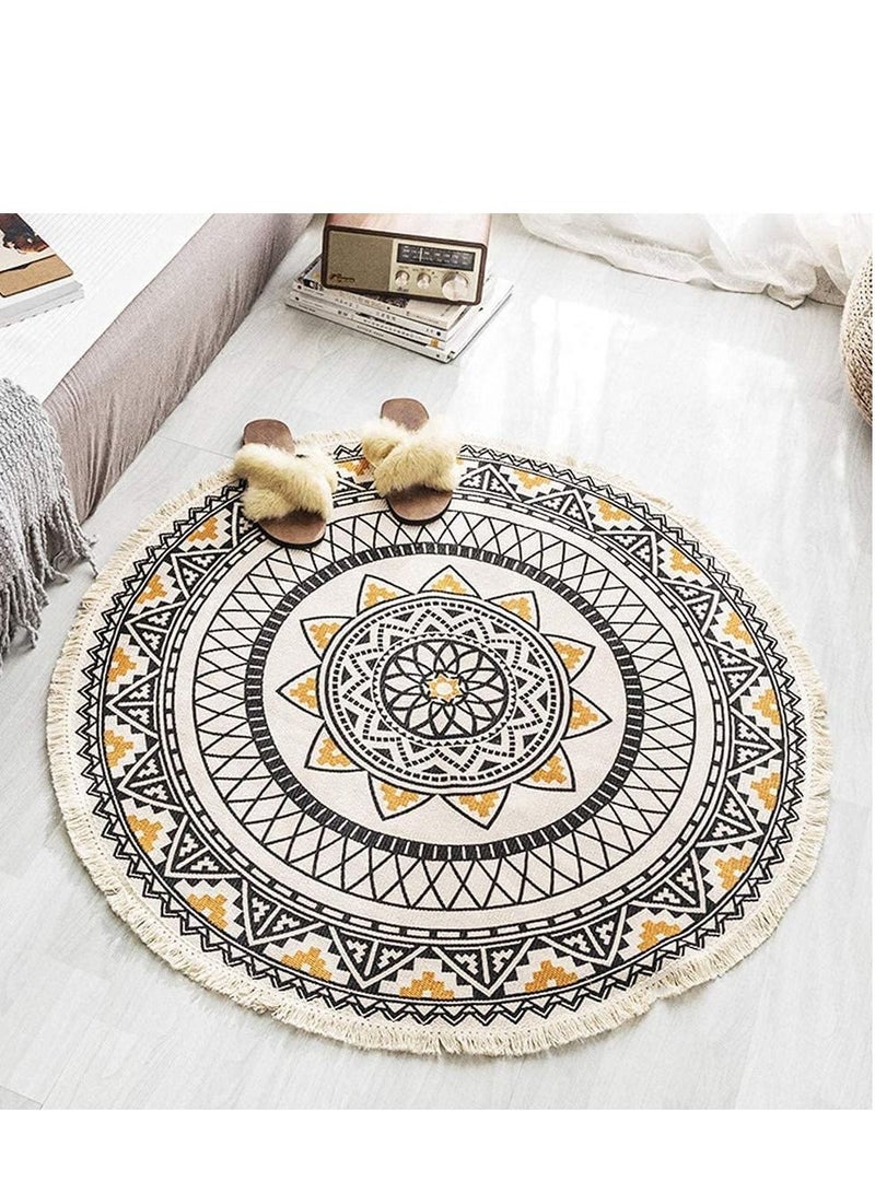 ALMUFARREJ Handmade Tassel Rug With European Style Multicolor90X90CM - Image 1