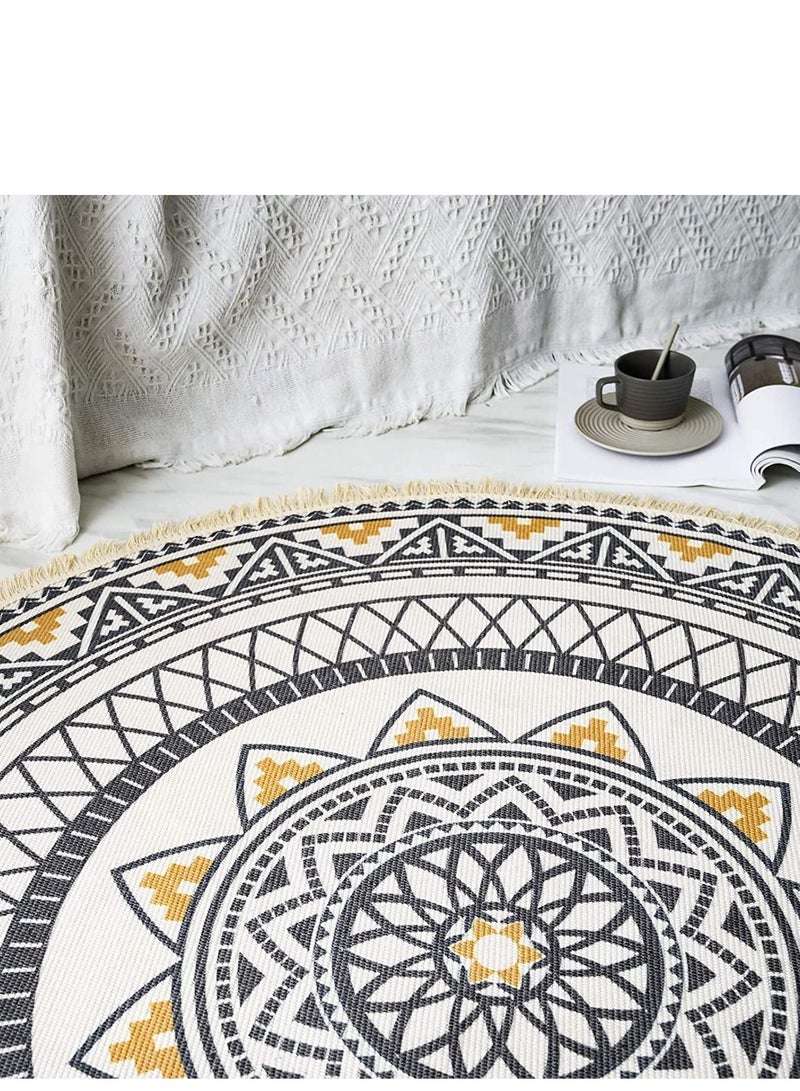 ALMUFARREJ Handmade Tassel Rug With European Style Multicolor90X90CM - Image 3