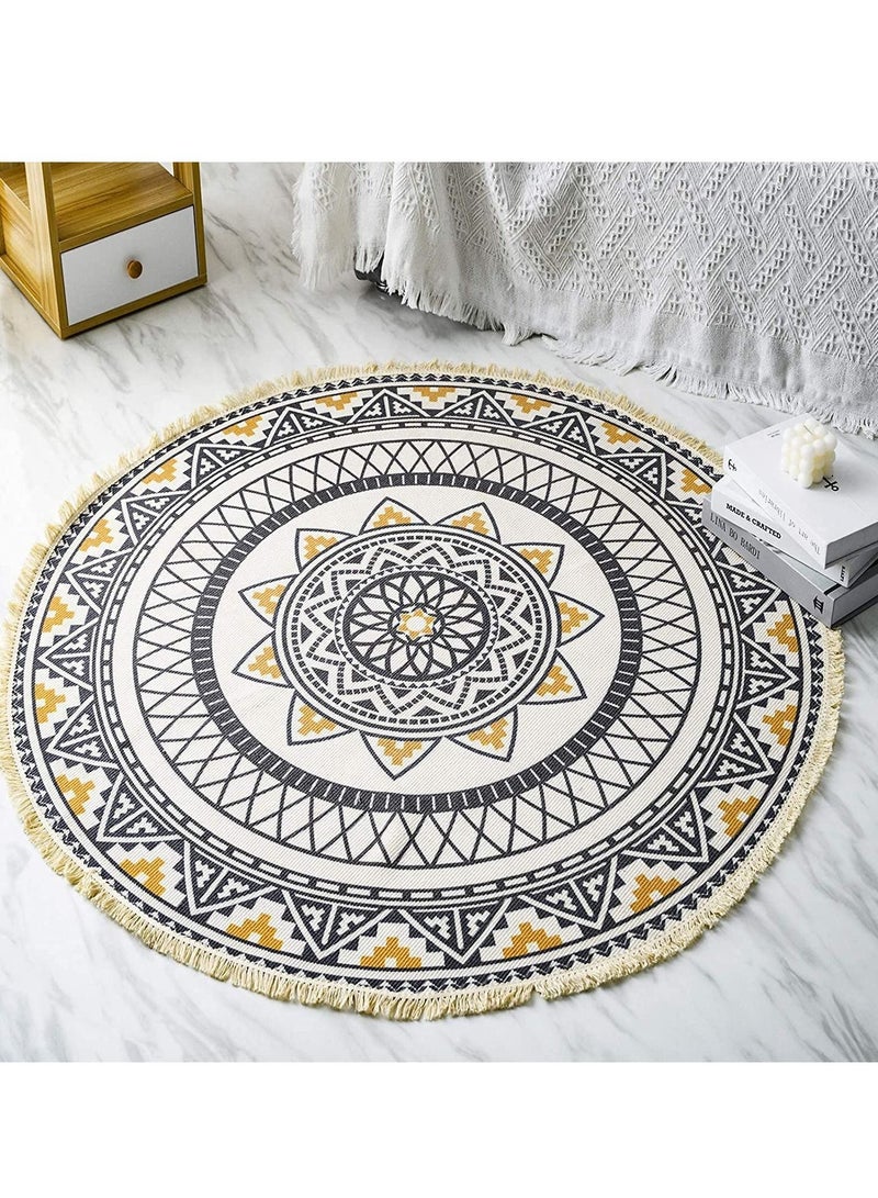 ALMUFARREJ Handmade Tassel Rug With European Style Multicolor90X90CM - Image 2