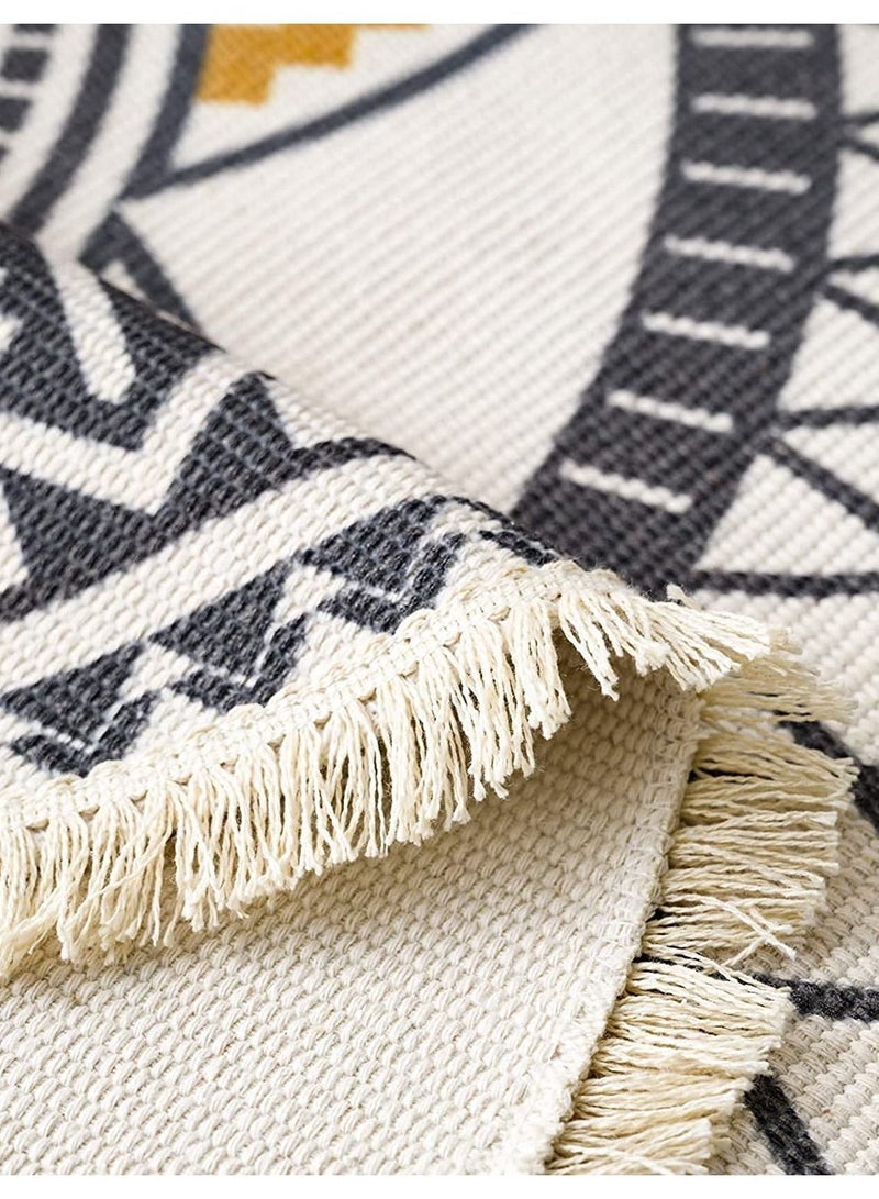 ALMUFARREJ Handmade Tassel Rug With European Style Multicolor90X90CM - Image 4