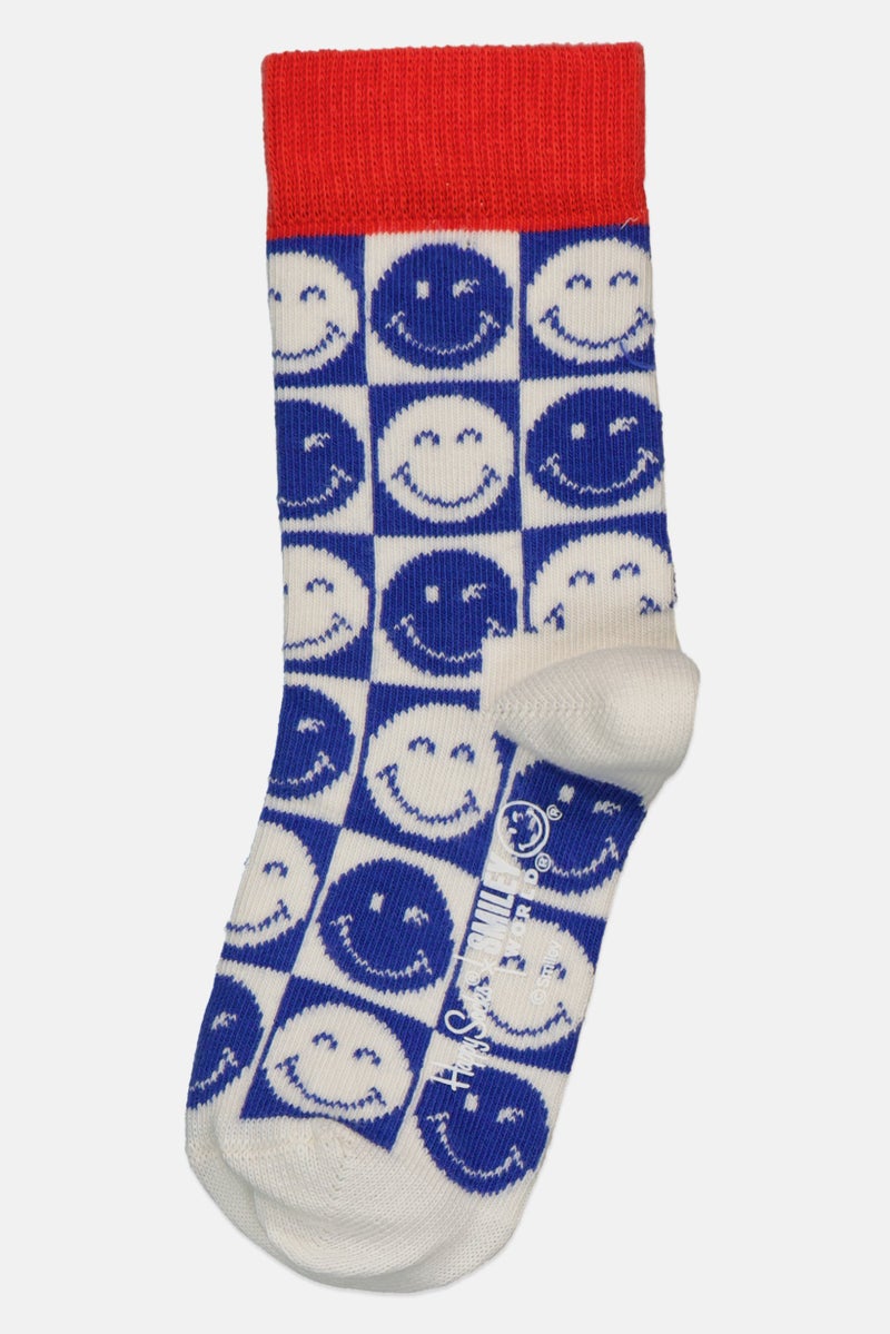 Happy Socks x Smiley World Toddlers Boy 1 Pair Zen Smiley Crew Socks, Multicolor - Image 1
