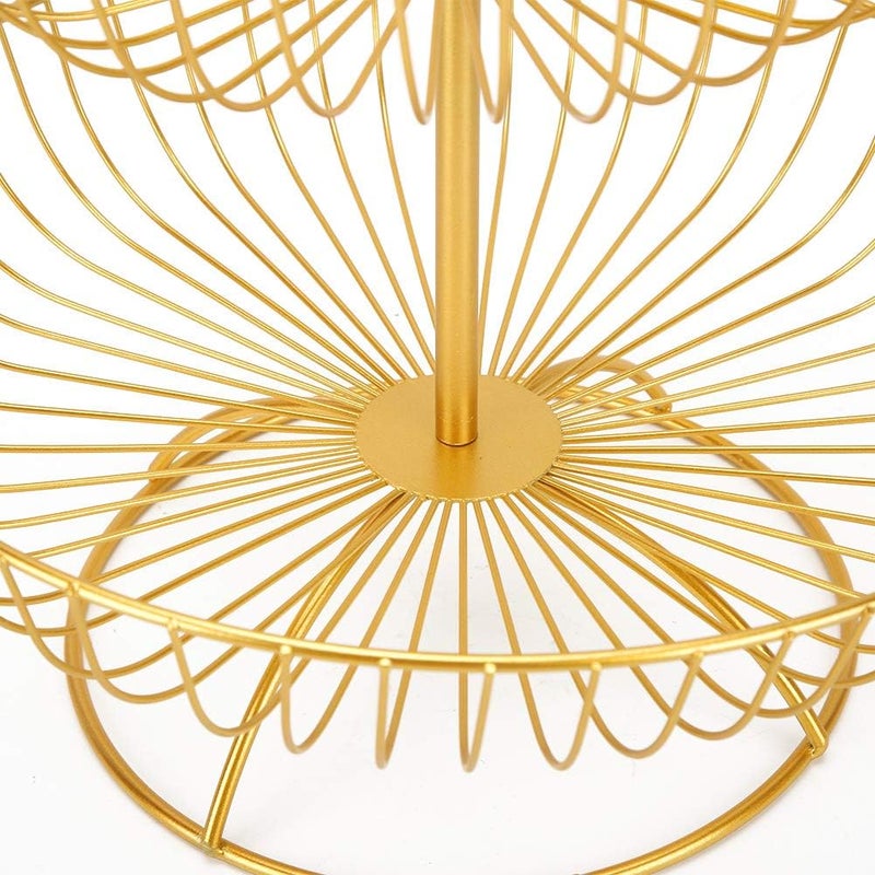 cheekyglo 3 Tier Wire Fruit Basket Stand, Metal Tiered Fruit Basket Fruit Holder Fruit Bowl Serving Basket for Fruit Vegetables Snacks(Gold) - Image 4