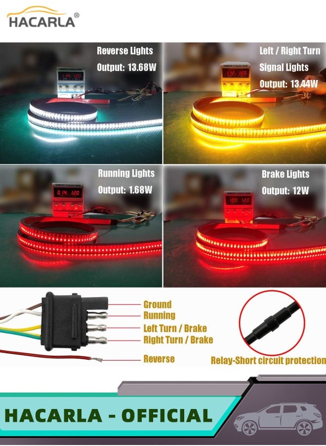 HACARLA - Truck Tailgate Light Bar 60 Inch LED Strip with Red Running Brake White Reverse Sequential Amber Turning Signals Strobe Lights Car Truck Accessories IP67 Waterproof Triple Rows - Image 1
