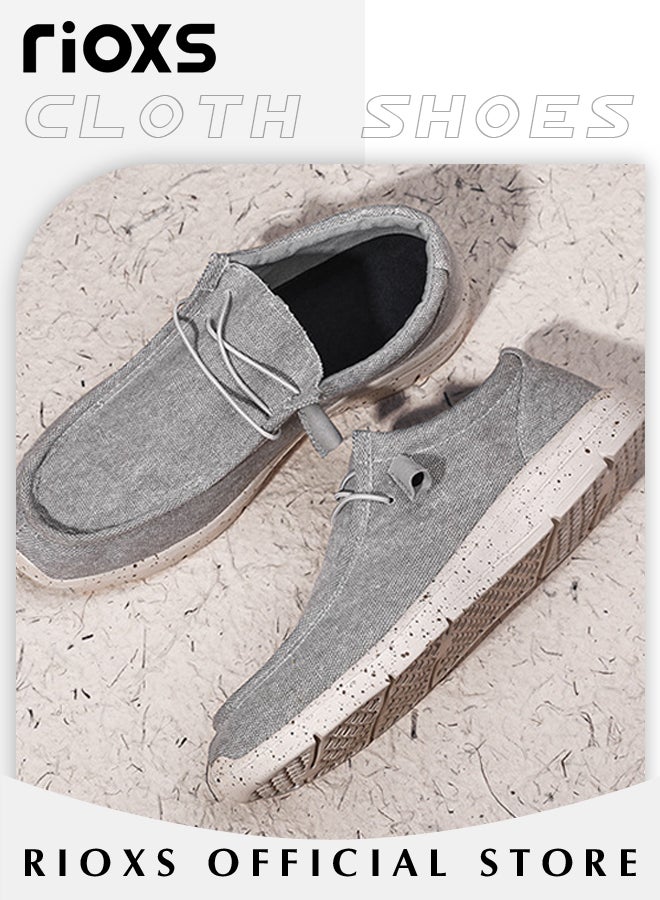 RIOXS Men's Trendy Canvas Loafers, Slip-on Casual Shoes with Wide-fit Construction and Soft Upper Design, Comfortable Lightweight Flats, Suitable for Various Occasions and Any Outdoor Activities  - Image 4