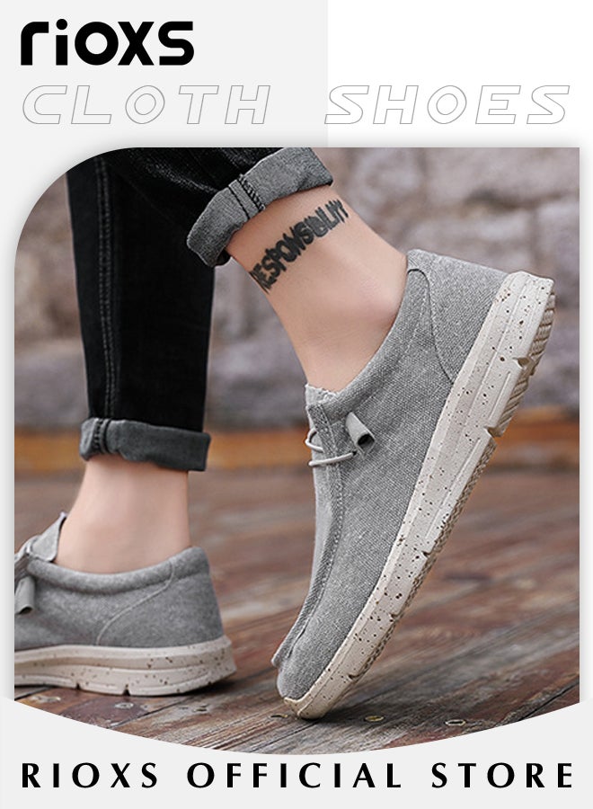 RIOXS Men's Trendy Canvas Loafers, Slip-on Casual Shoes with Wide-fit Construction and Soft Upper Design, Comfortable Lightweight Flats, Suitable for Various Occasions and Any Outdoor Activities  - Image 2