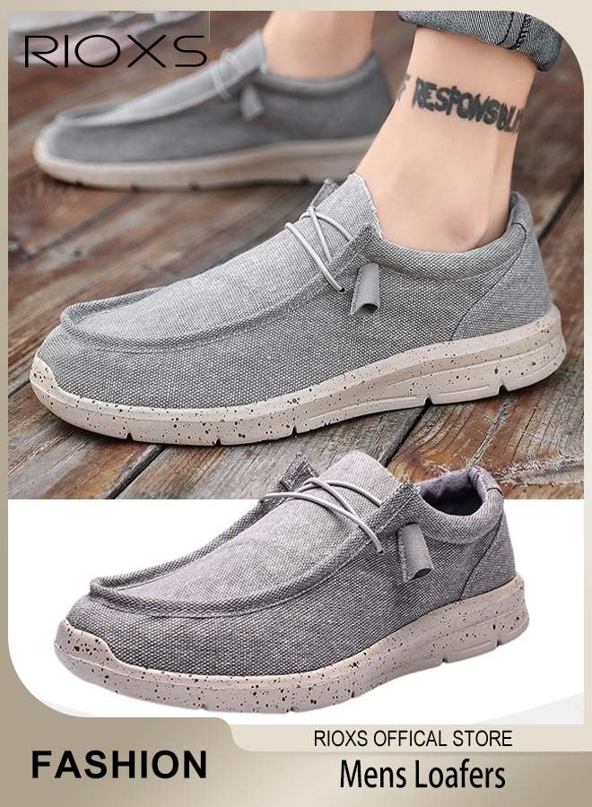 RIOXS Men's Trendy Canvas Loafers, Slip-on Casual Shoes with Wide-fit Construction and Soft Upper Design, Comfortable Lightweight Flats, Suitable for Various Occasions and Any Outdoor Activities  - Image 1