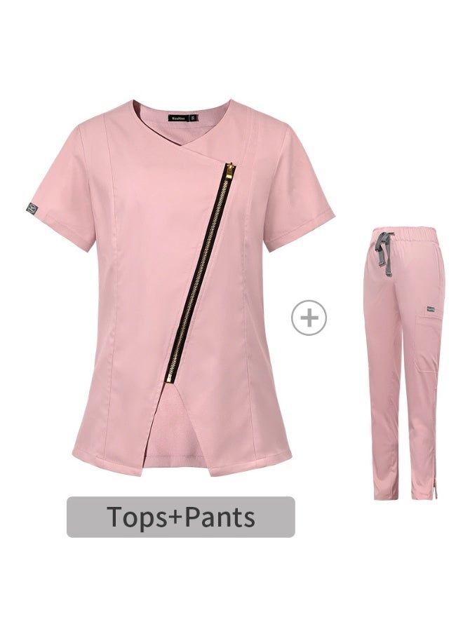 NIBEMINENT Women Medical Nurse Workwear Scrub Uniform Operating Room Tops and Pants Fashion Groomers Pet Veterinary Zipper Healthcare Sets - Image 1