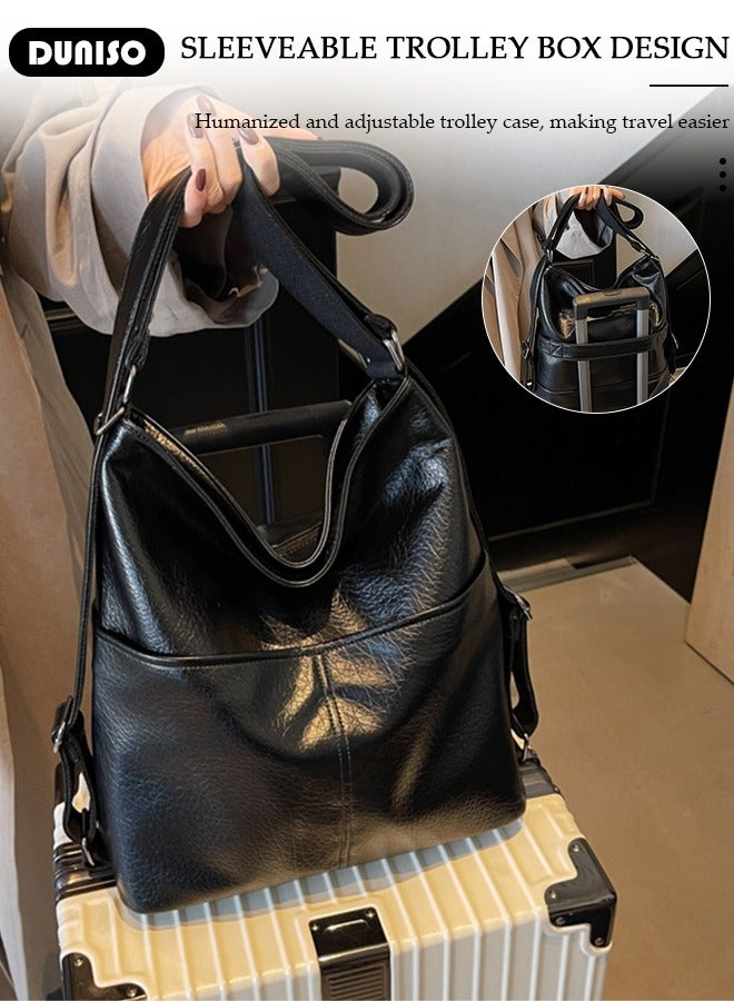 DUNISO Handbags for Women, PU Leather Crossbody Bag, Shoulder Bag for Adjustable Shoulder Strap, Large Capacity Portable Satchel, Fashion Shoulder Bag for Ladies - Image 3