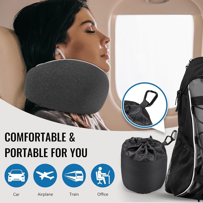 Optixion Travel Neck Pillow for Airplanes, Premium Memory Foam Neck Pillow with Ergonomic 360° Support, Travel Essentials for Plane, Car, Train and Home, Max Black - Image 3