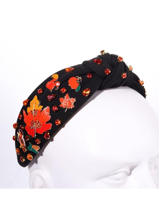Boderier Thanksgiving Headband Enamel Turkey Maple Leaf Knotted Headband For Women Fall Holiday Hairband Hair Accessories (Big Maple Leaf)  - Image 2