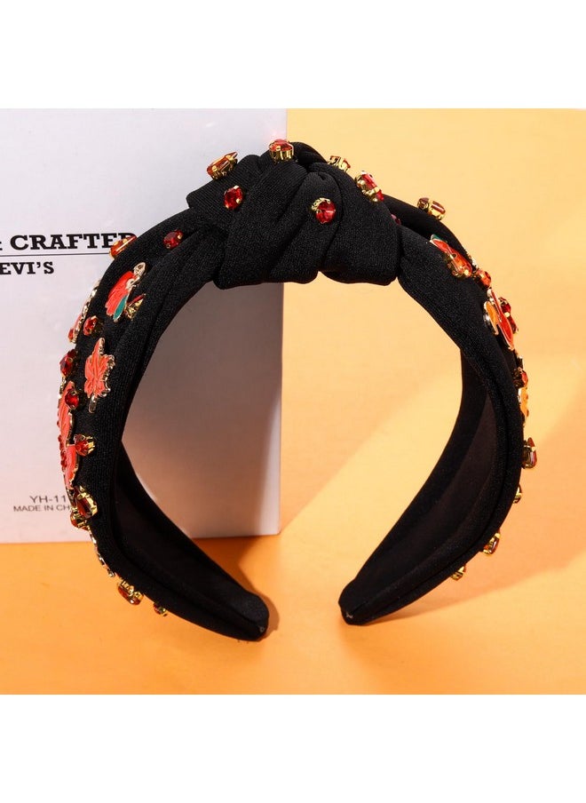 Boderier Thanksgiving Headband Enamel Turkey Maple Leaf Knotted Headband For Women Fall Holiday Hairband Hair Accessories (Big Maple Leaf)  - Image 3