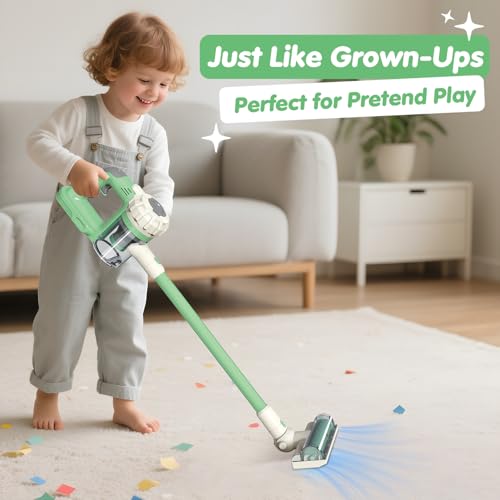BAYMI 3in1 Kids Vacuum that Really Works Working Toddler Vacuum Cleaner with Real Suction Montessori Pretend Play Cleaning Toy Gift Set for Boys and Girls Ages 3 - Image 5