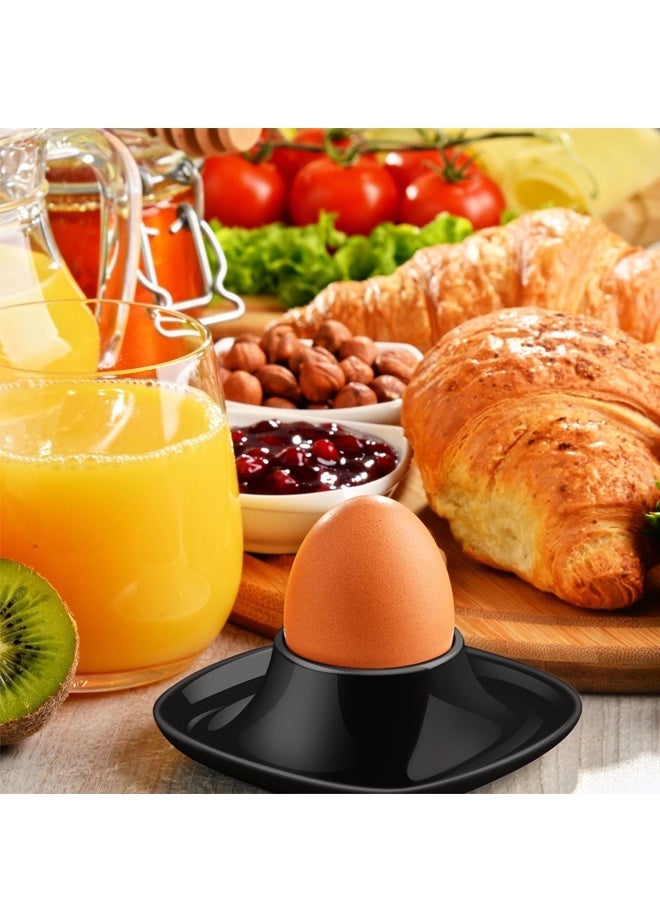 هومستر مجموعة حامل البيض المغلي الناعم - كوب البيض الأسود من قطعة واحدة ، أكواب البيض القابلة للتراكم مع قاعدة لتقديم الفطور ، وجبة الغداء - ديكور طاولة المطبخ ، الأسود - Image 4