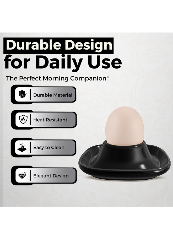 هومستر مجموعة حامل البيض المغلي الناعم - كوب البيض الأسود من قطعة واحدة ، أكواب البيض القابلة للتراكم مع قاعدة لتقديم الفطور ، وجبة الغداء - ديكور طاولة المطبخ ، الأسود - Image 5