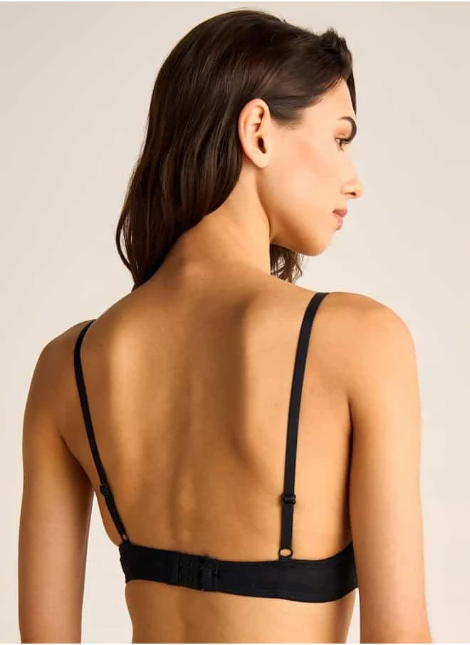 فاف Set of 3 - Adjustable Strap Support Bra with Hook and Eye Closure